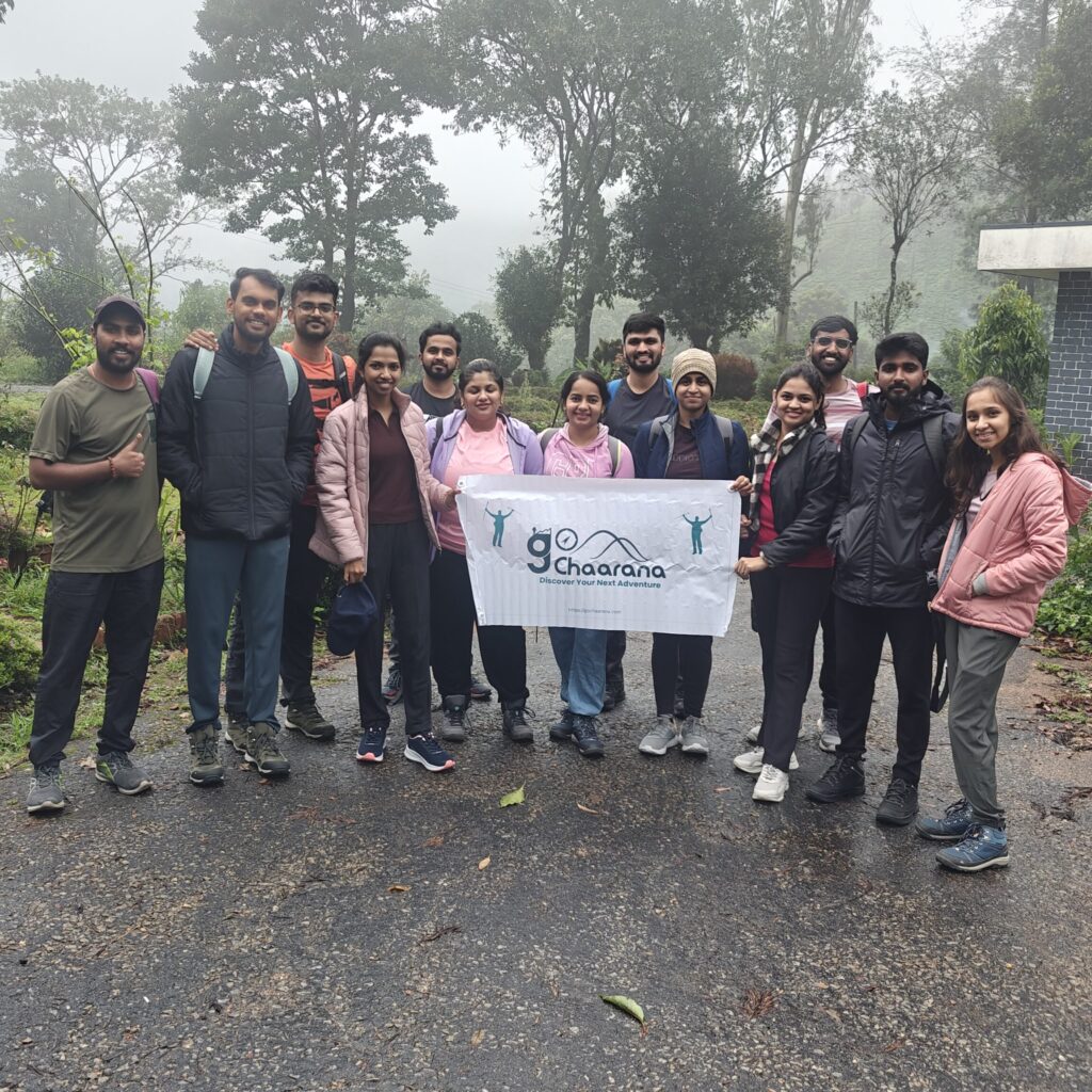 Trekking group at Banadeje Trek summit near Bangalore