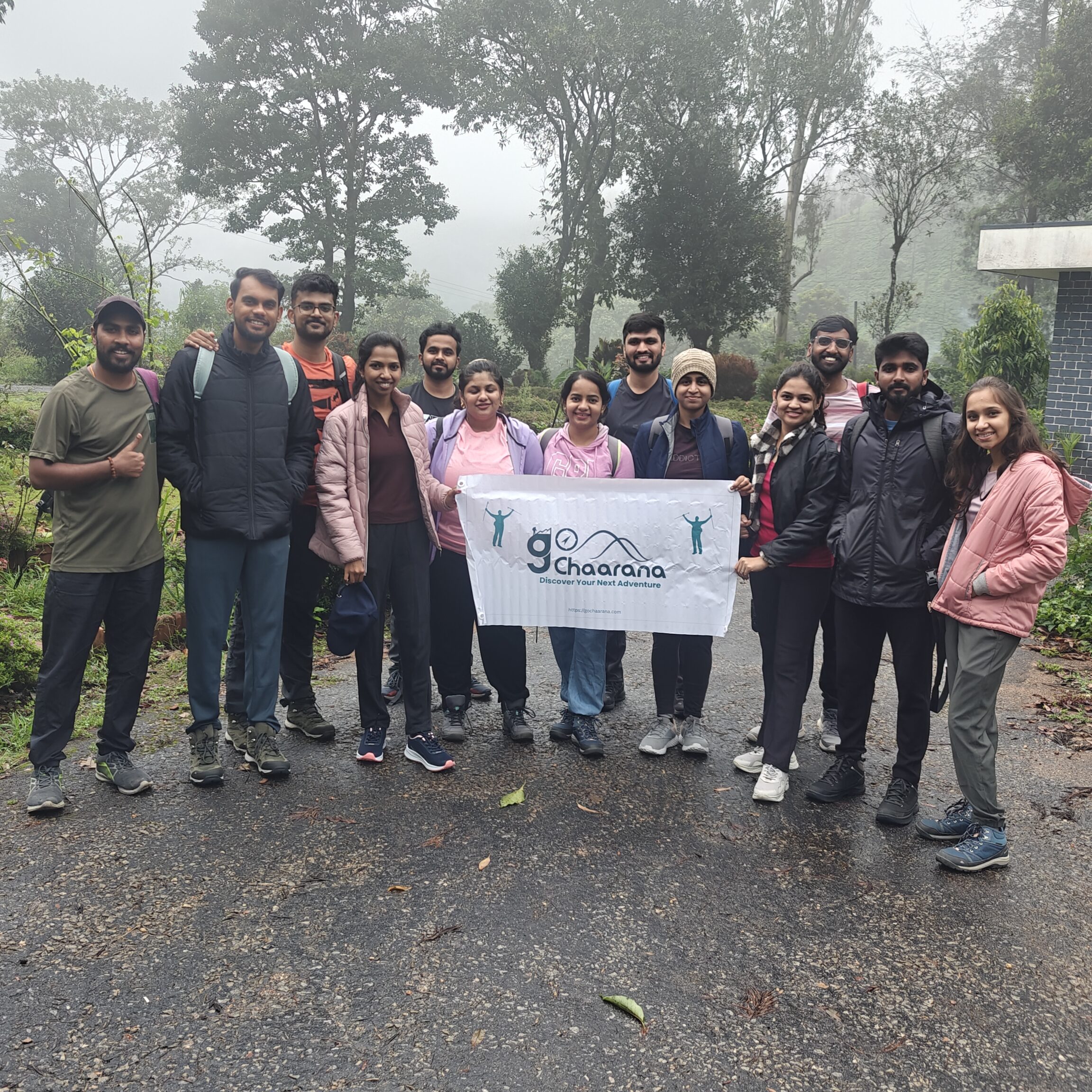 Trekking group at Banadeje Trek summit near Bangalore