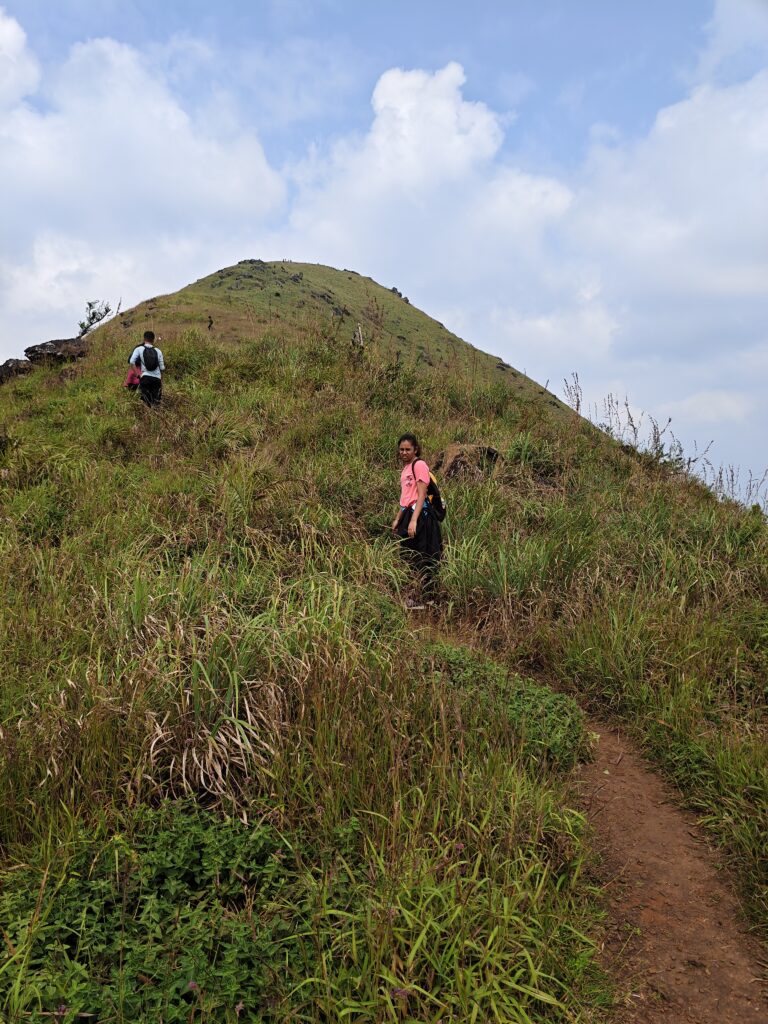 Trekkers exploring the forest trail on the Meruthi Gudda Trek