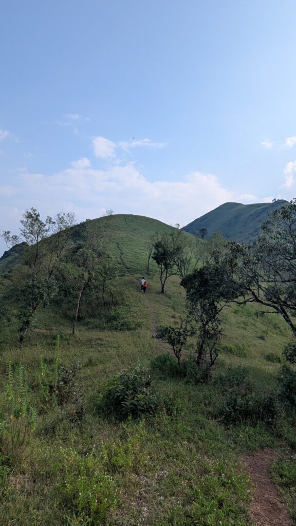Monsoon landscape view from the Meruthi Gudda Trek in Chikmagalur